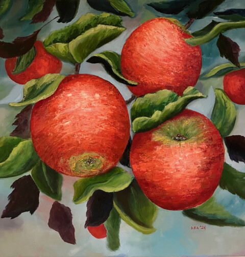 Rode appels Canvas: olieverf 80x80